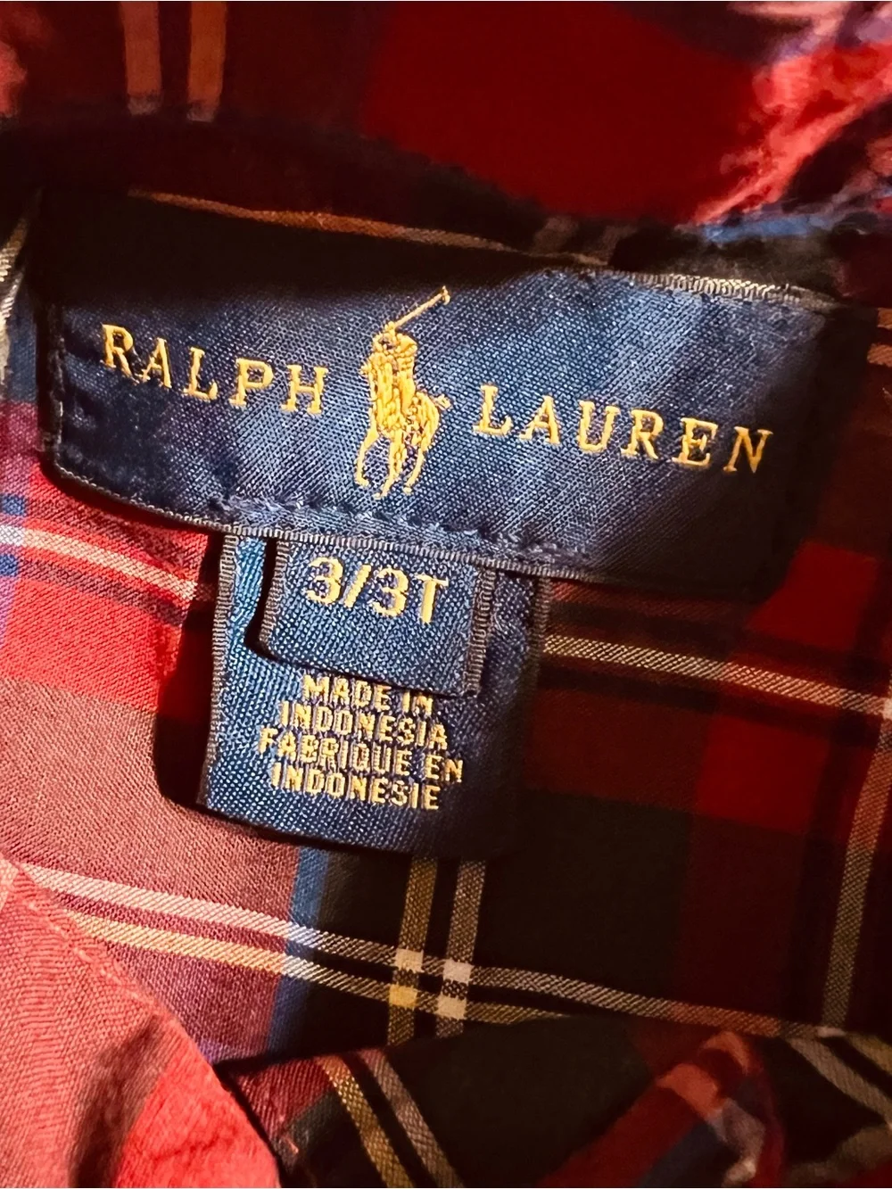 Ralph Lauren Boys Red Plaid Button-Down Shirt with Green Accents Christmas